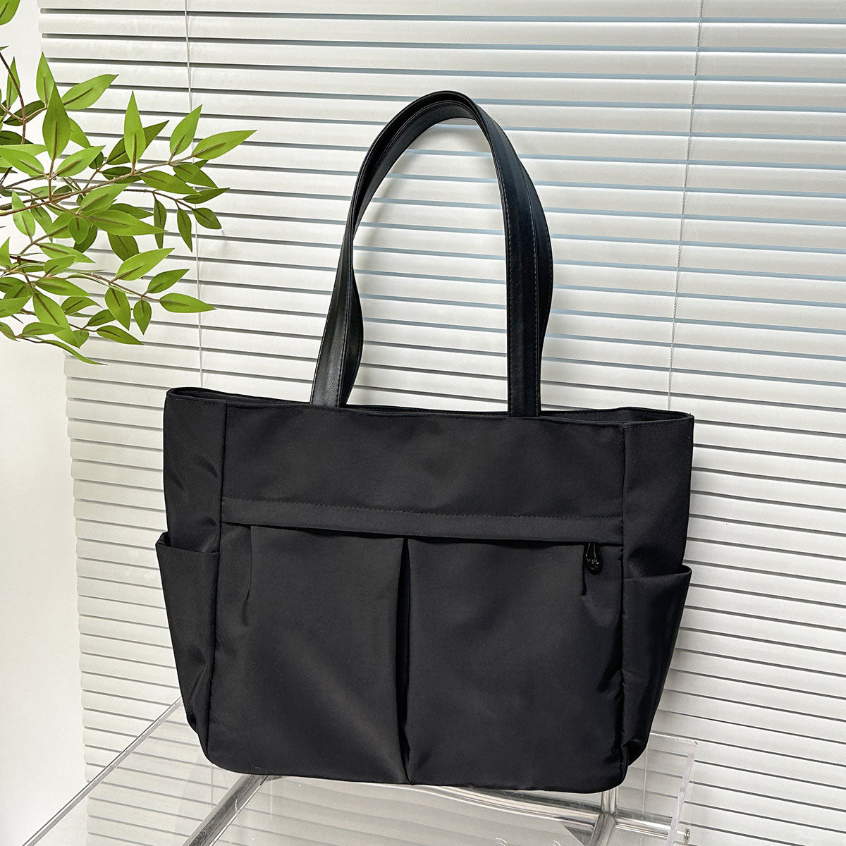 #119 women's new canvas shoulder bag retro texture solid color handbag