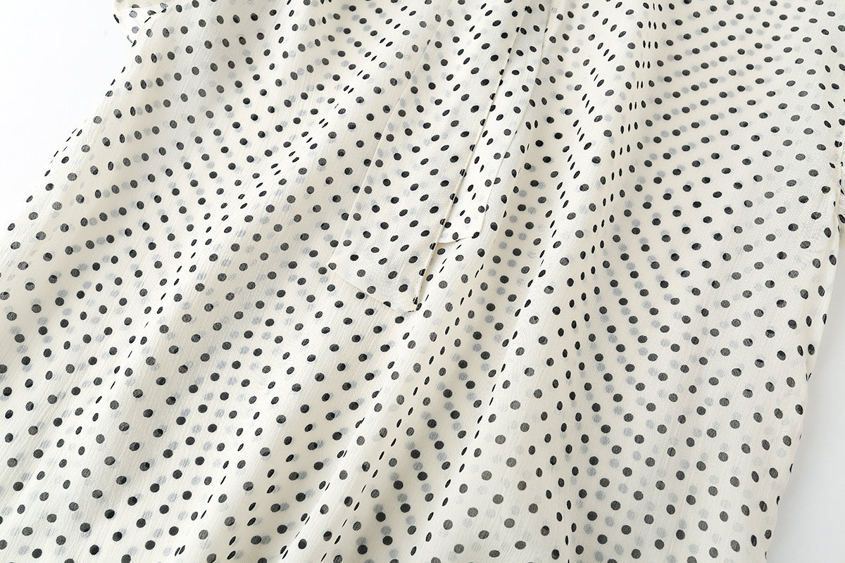 Women's bow decoration polka dot shirt