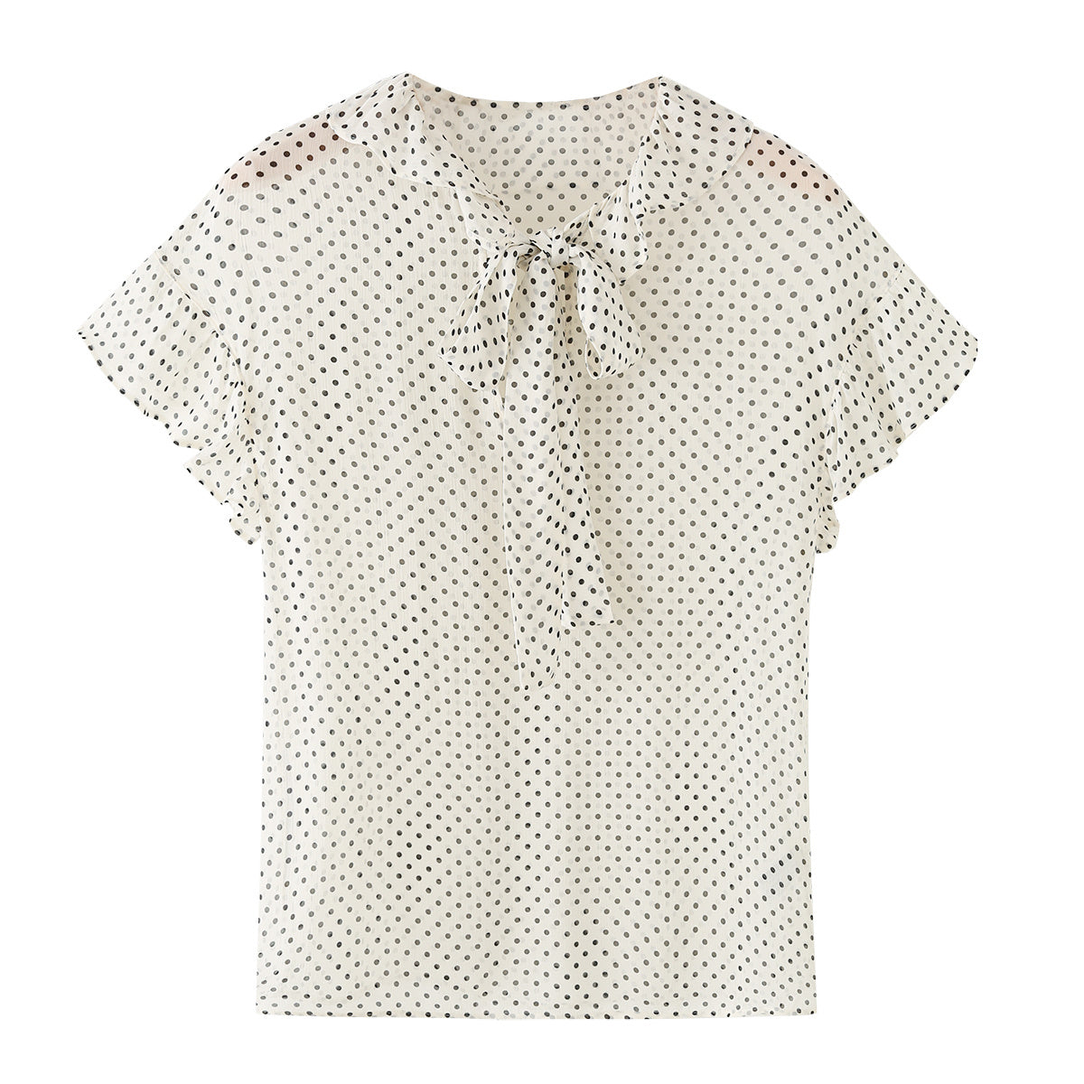 Women's bow decoration polka dot shirt