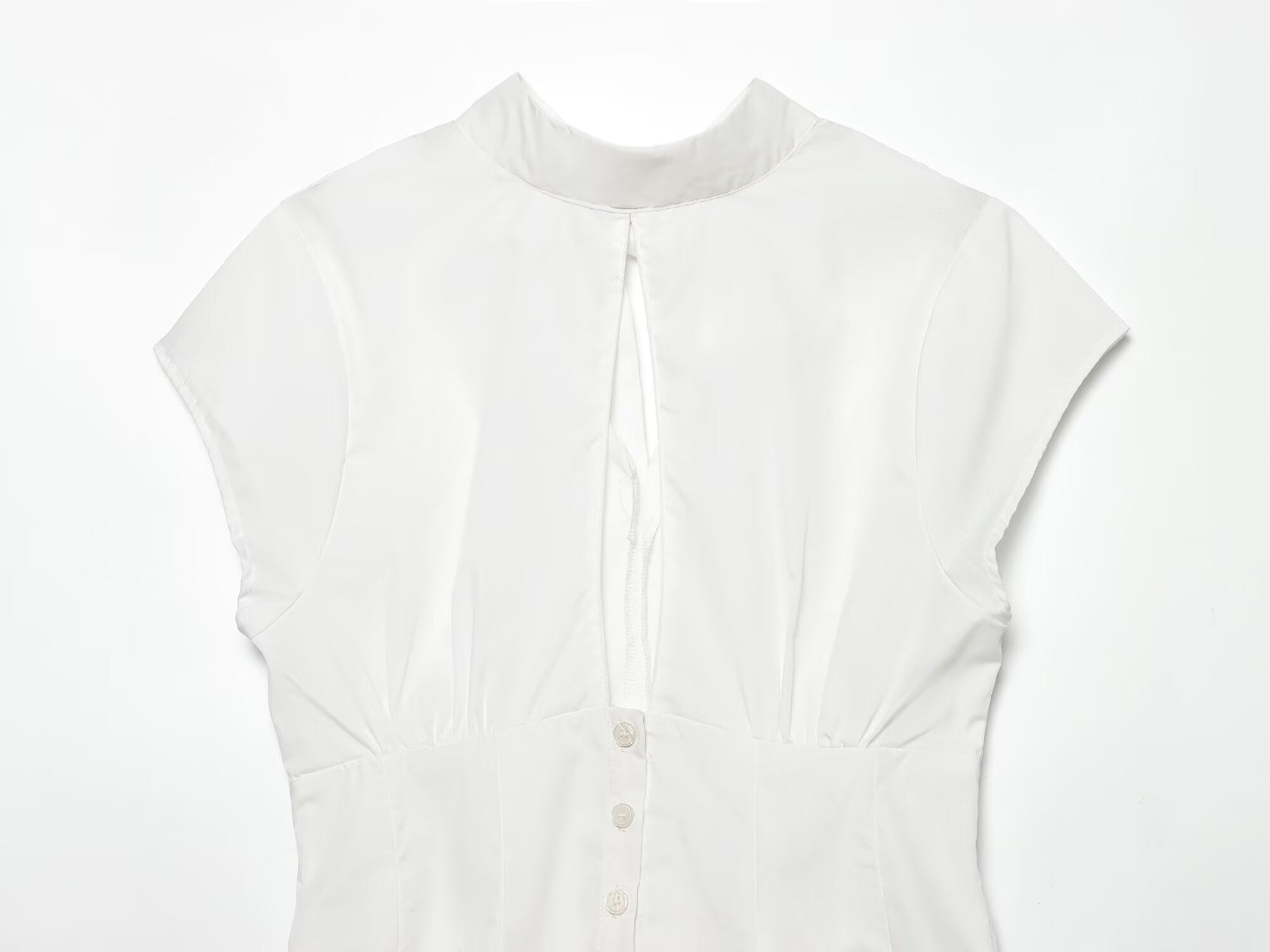 Women's bow decorated Split poplin top