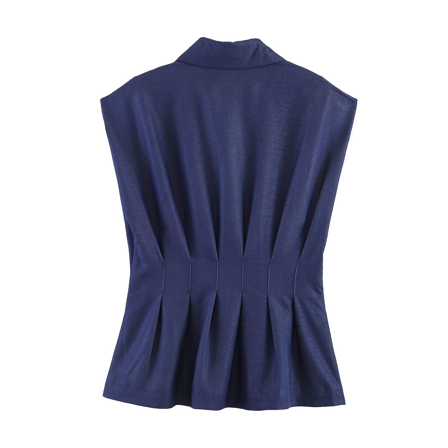 Women's casual pleated linen blend shirt