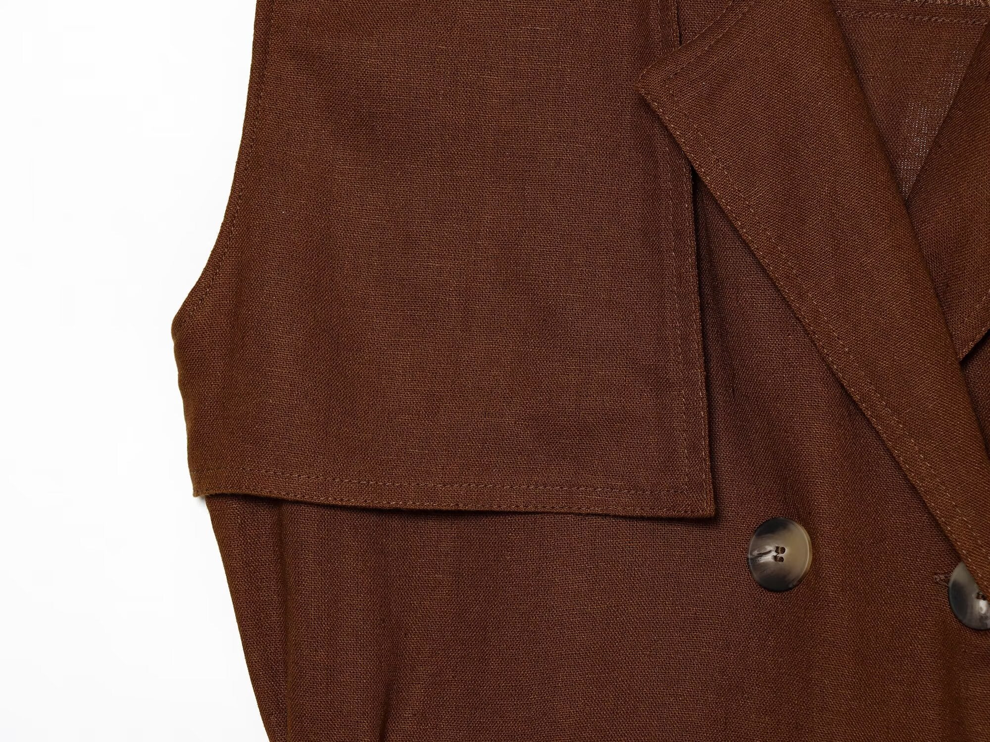 Women's With Belt sleeveless linen blend dress
