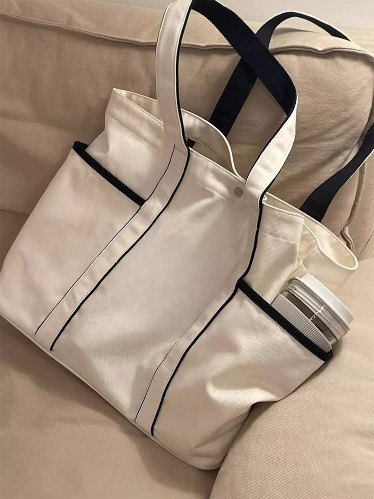#99 New Casual Joker Multi-pocket Design Canvas Handbag Tote Bag Yoga Bag