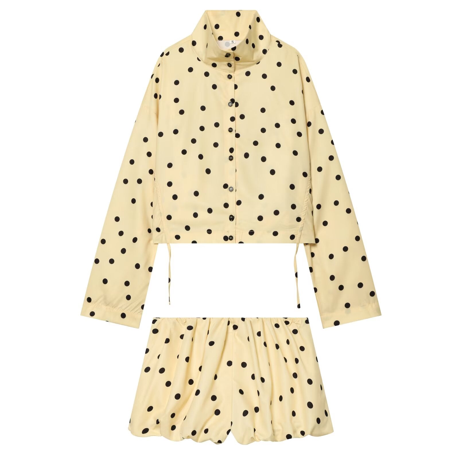 suit Women's 2 pieces lace up decorative polka dot Coat+shorts