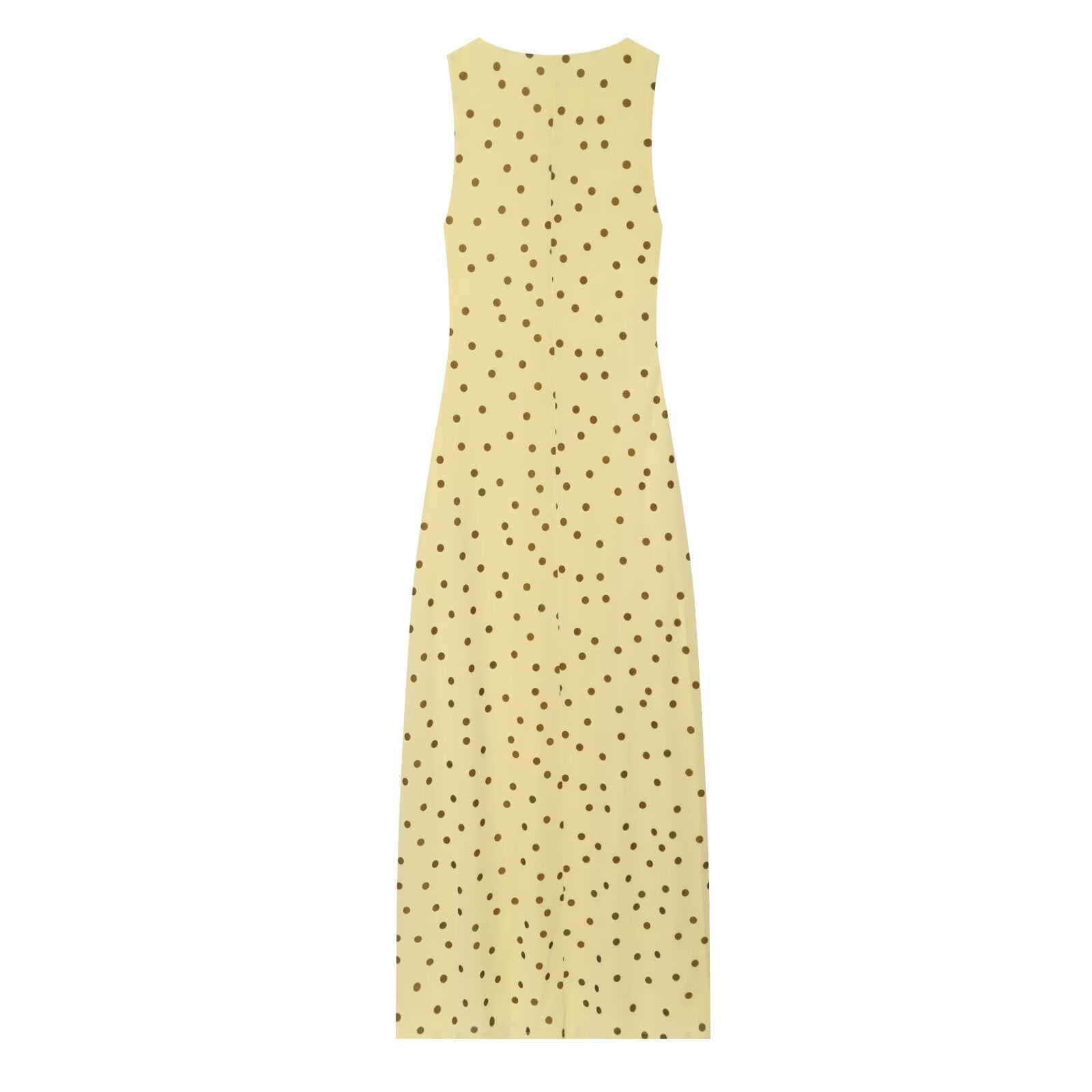 Women's sleeveless polka dot draped dress