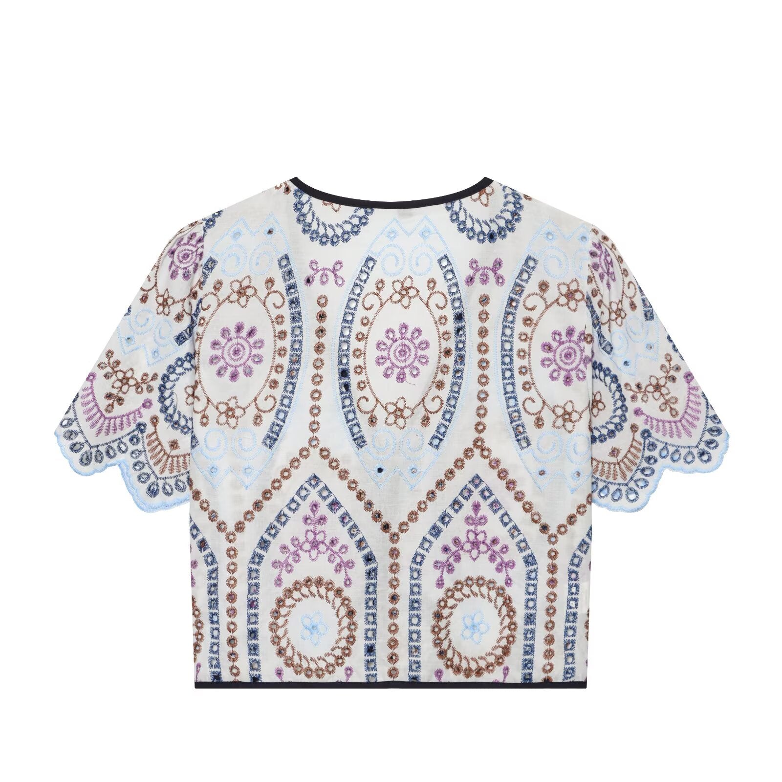 Women's hollowed out embroidered short top