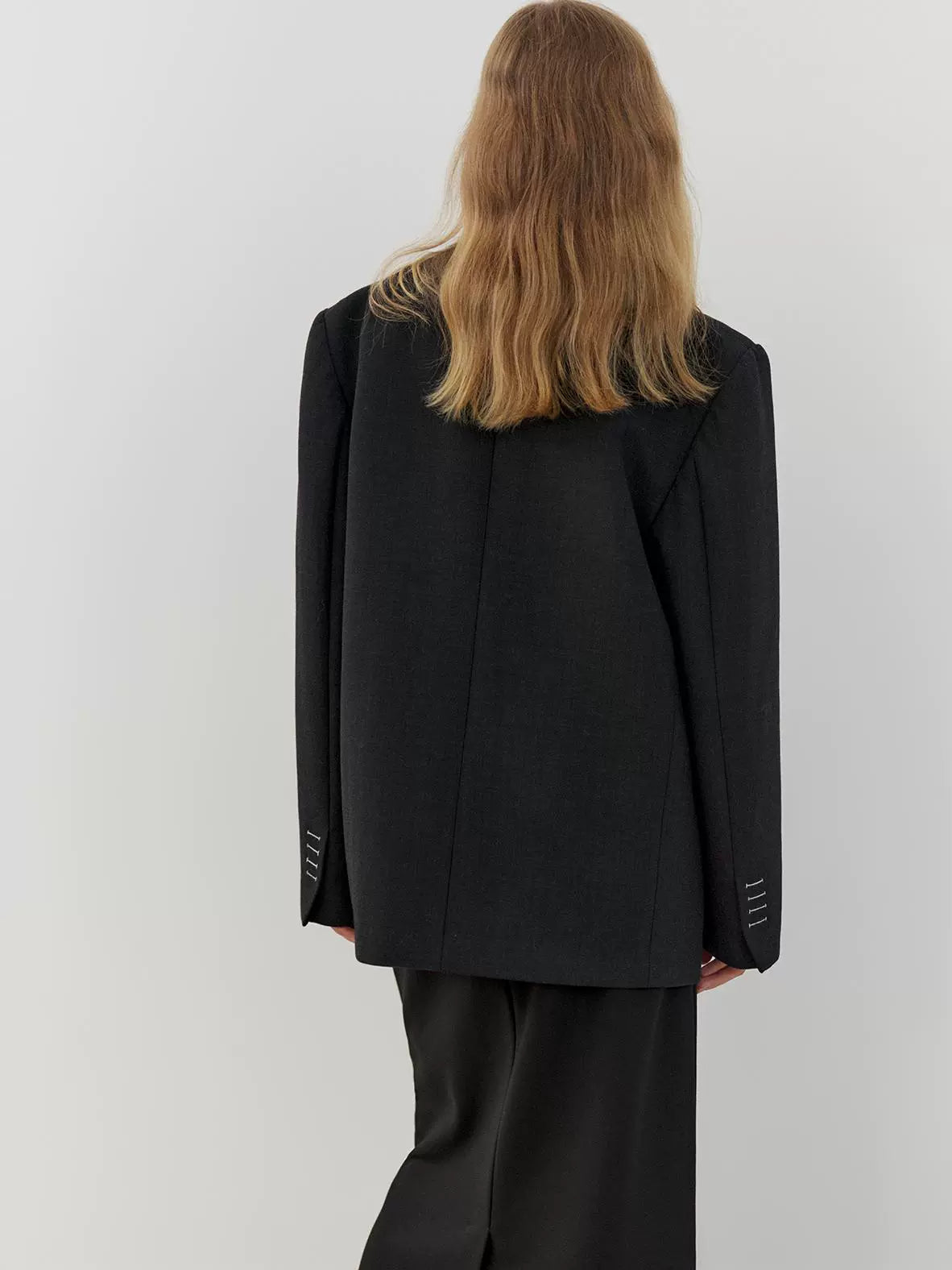 Therumah collarless blazer, imported double-shearing wool cuffs contrasting color outer stitching casual suit