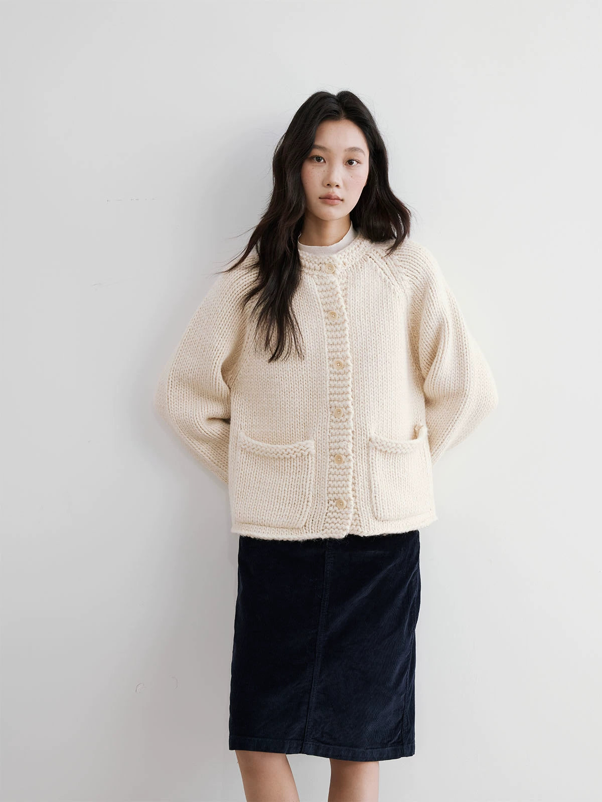 The rumah retro thick stick and needle sweater jacket, the new mother brand heavy industry woven wool knitted cardigan