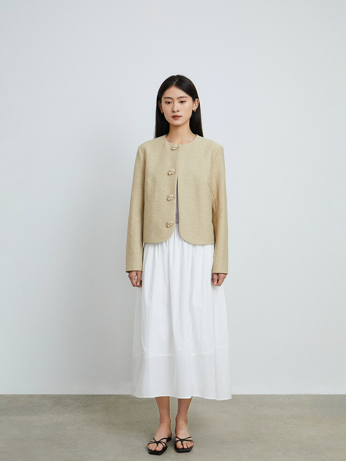 The rumah butter small fragrant short coat, texture feeling early spring new handmade knot jacket