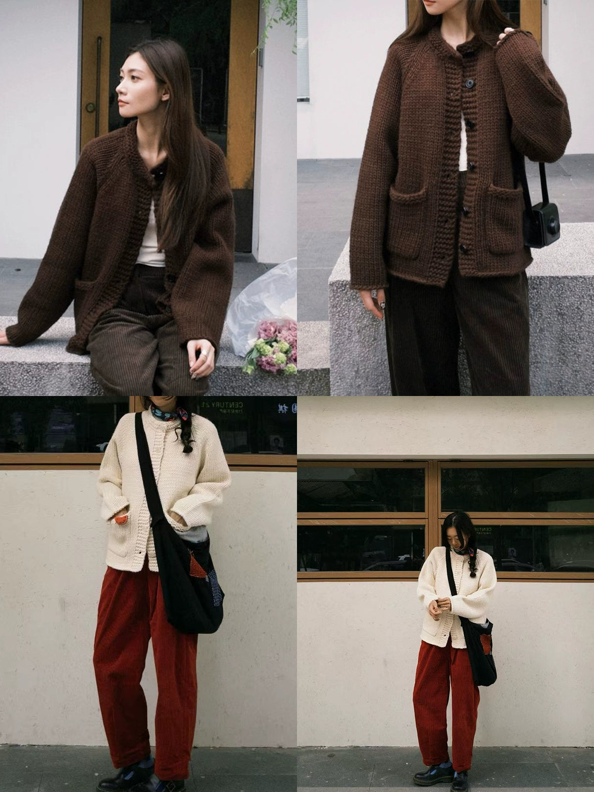 The rumah retro thick stick and needle sweater jacket, the new mother brand heavy industry woven wool knitted cardigan