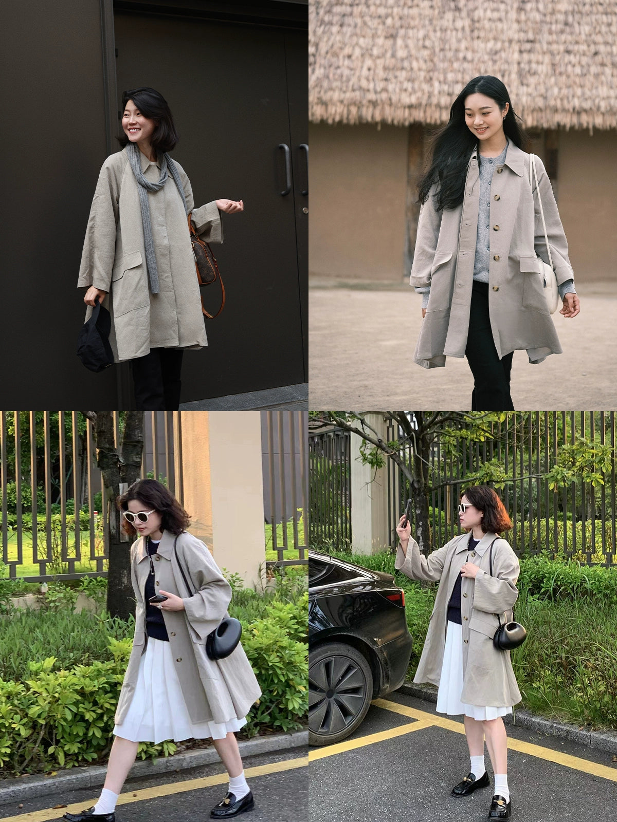 The rumah grey A-shaped trench coat, umbrella-shaped medium and long trench coat