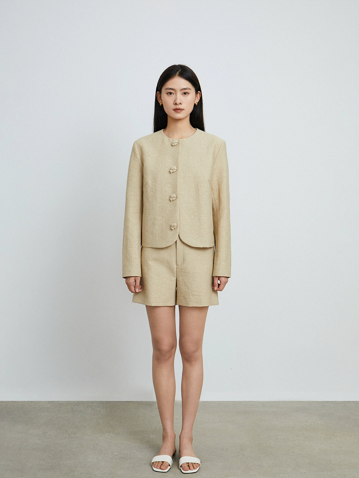 The rumah butter small fragrant short coat, texture feeling early spring new handmade knot jacket