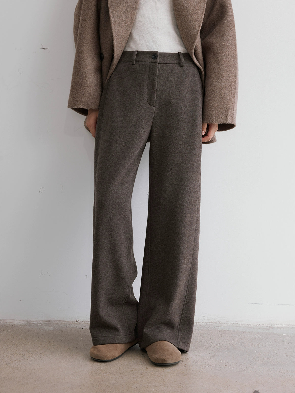 The rumah yak velvet cotton blended knitted pants, double-layer knitted soft and skin-friendly, slim casual trousers