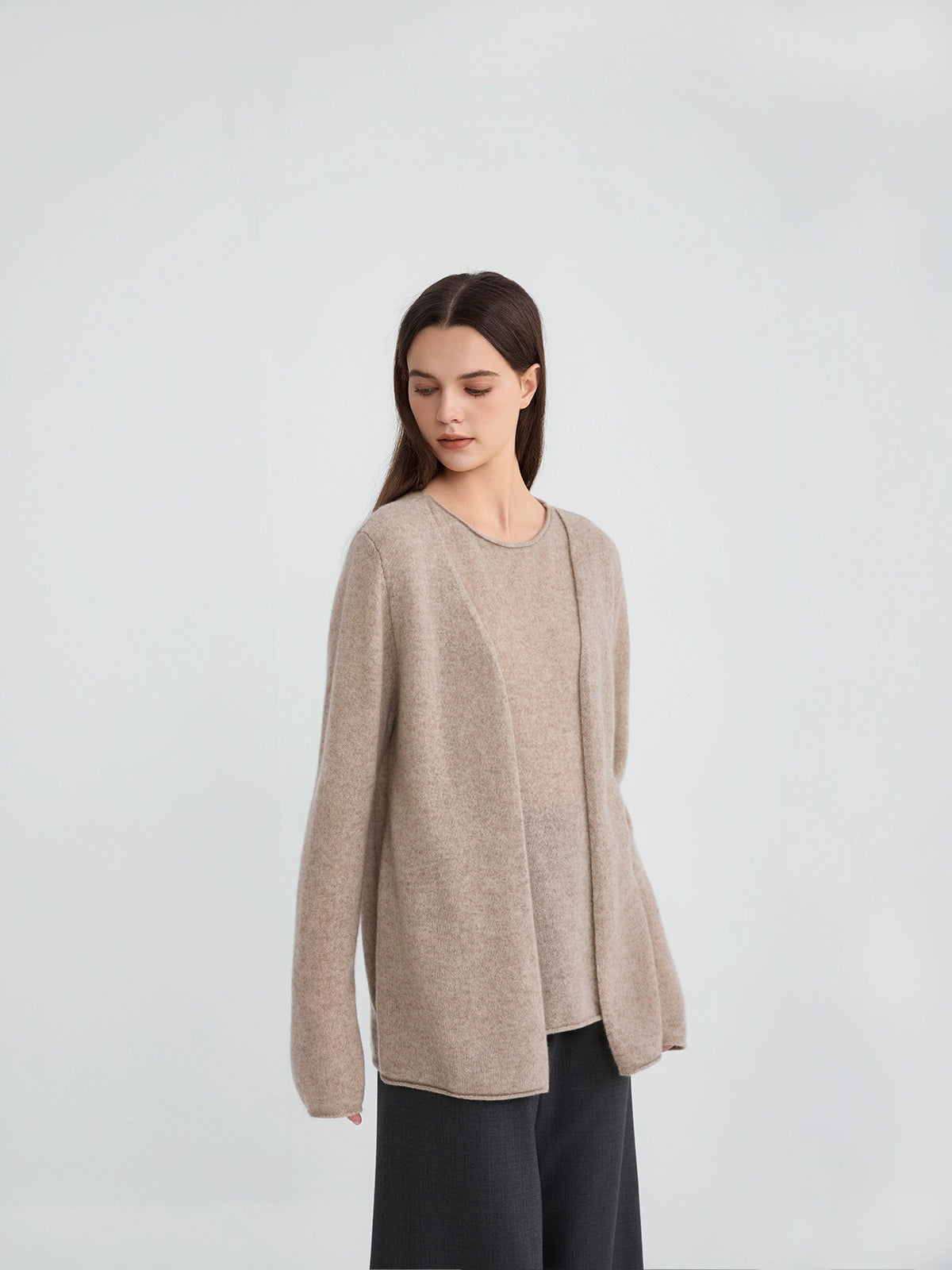 The rumah fake two-piece cashmere cardigan, Conseni Giant Soft 100 pure cashmere knitted cardigan jacket