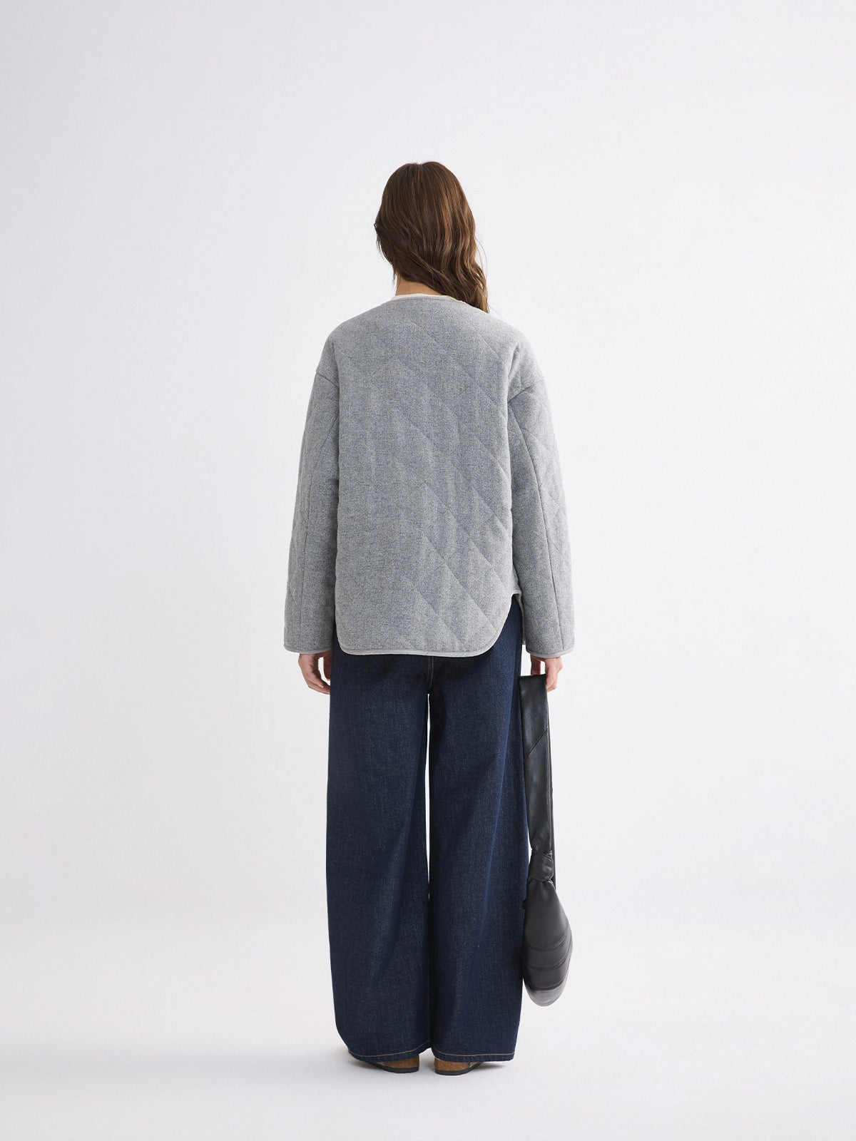 The rumah 3M new sherry warm velvet cotton clothes wool woolen crewneck silhouette jacket autumn and winter rhombus cotton clothes jacket