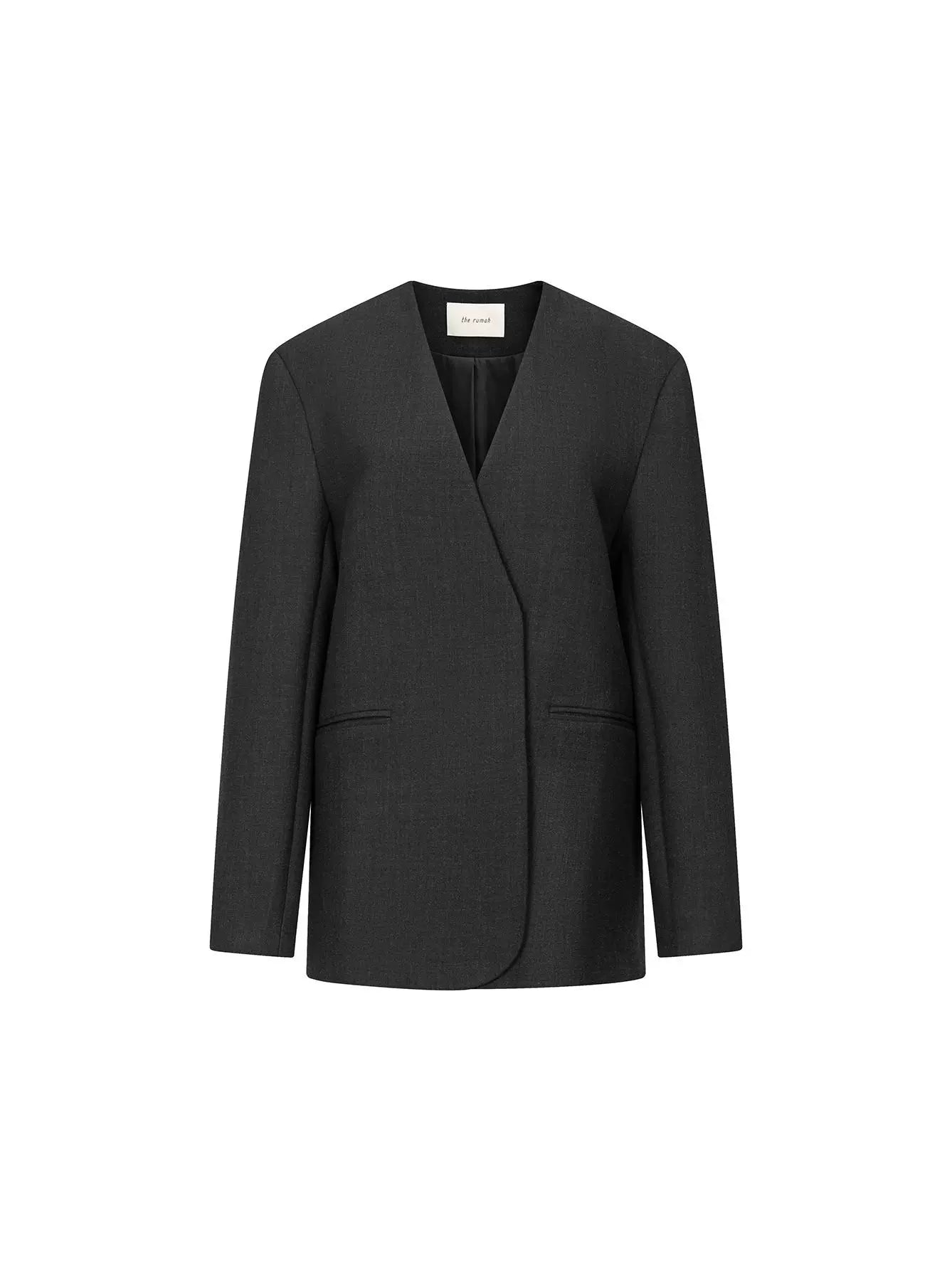 Therumah collarless blazer, imported double-shearing wool cuffs contrasting color outer stitching casual suit