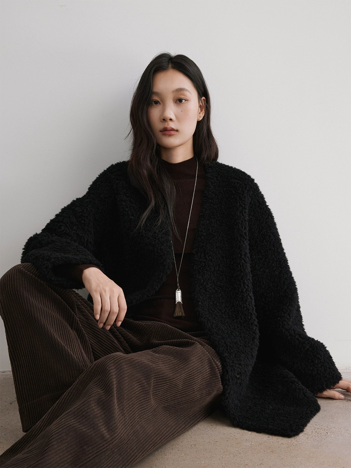 The rumah wool collarless coat, high-end imitation fur integrated coat, new in autumn and winter