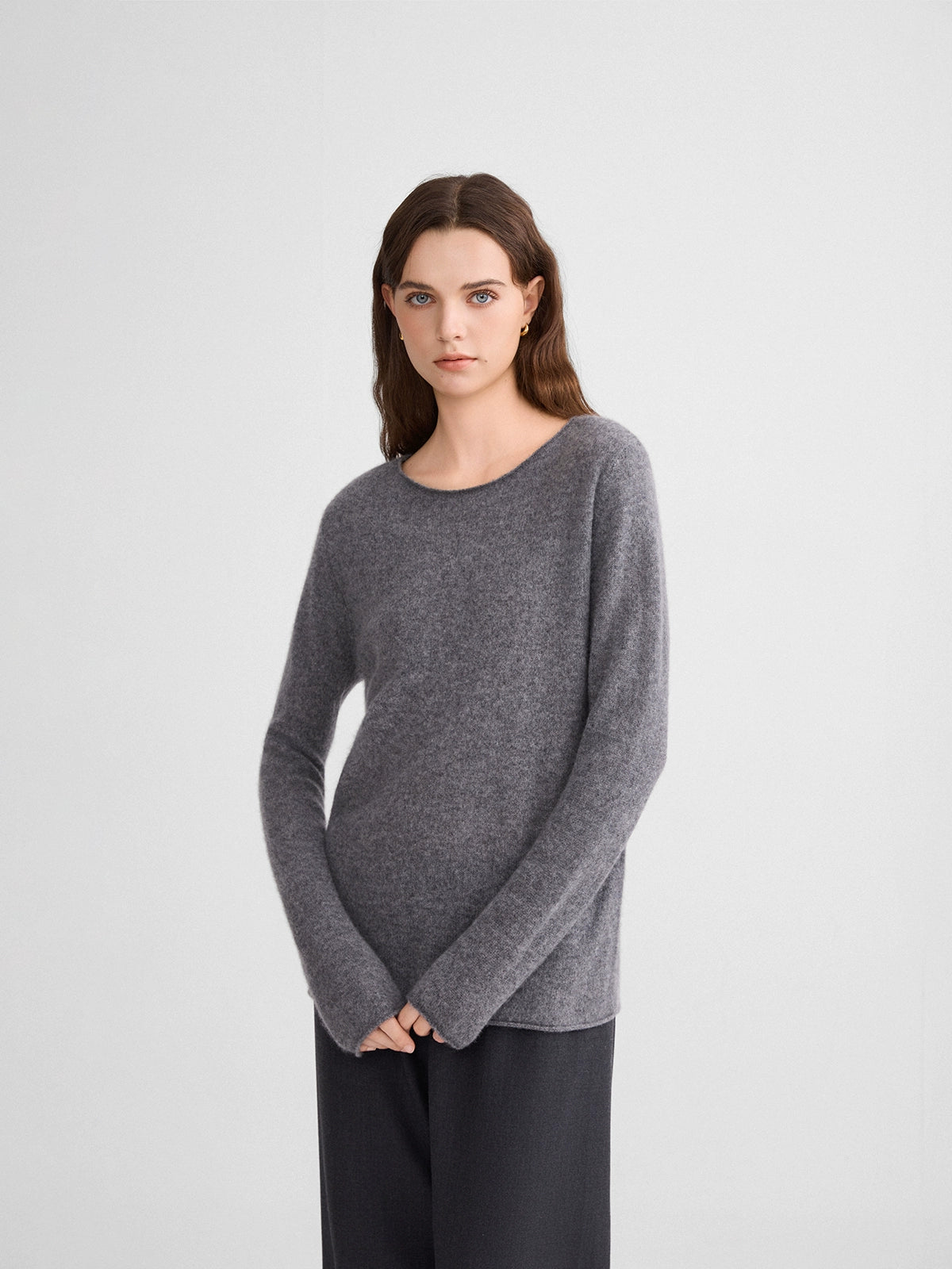 The rumah cashmere crewneck knit top, conseni giant soft cashmere loose lazy curled sweater