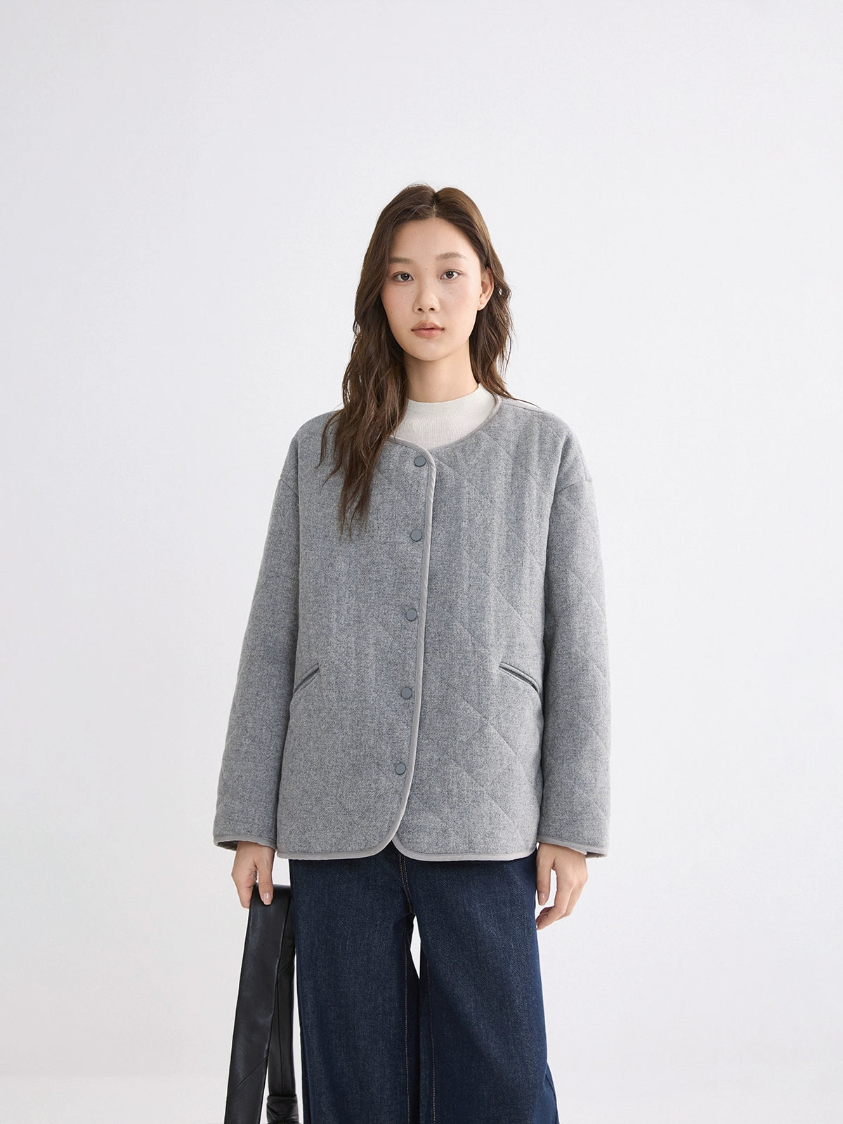 The rumah 3M new sherry warm velvet cotton clothes wool woolen crewneck silhouette jacket autumn and winter rhombus cotton clothes jacket