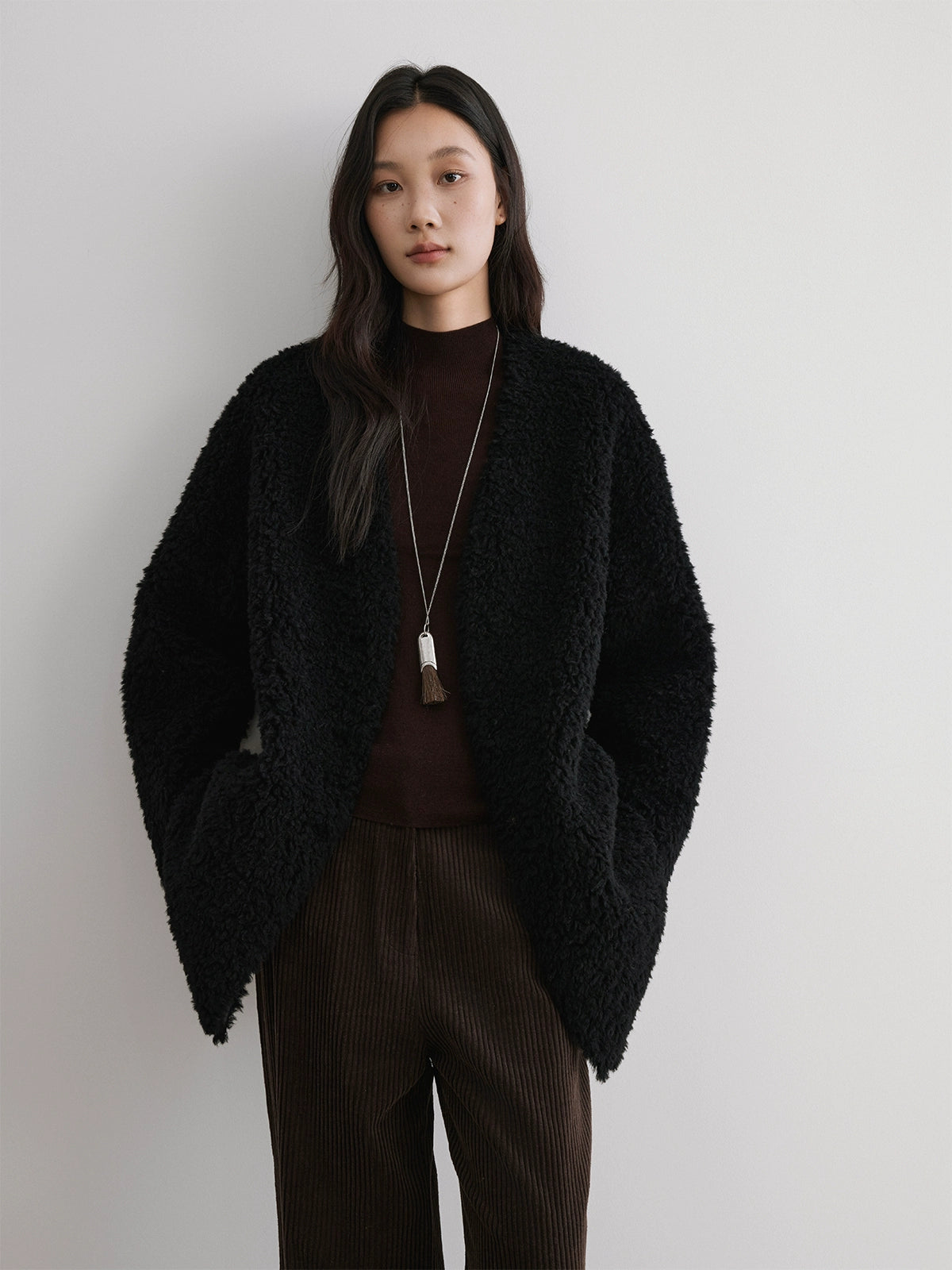 The rumah wool collarless coat, high-end imitation fur integrated coat, new in autumn and winter