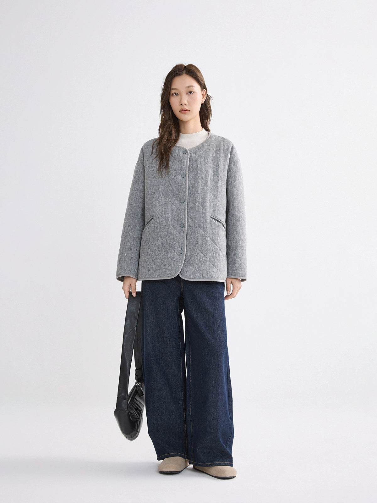 The rumah 3M new sherry warm velvet cotton clothes wool woolen crewneck silhouette jacket autumn and winter rhombus cotton clothes jacket