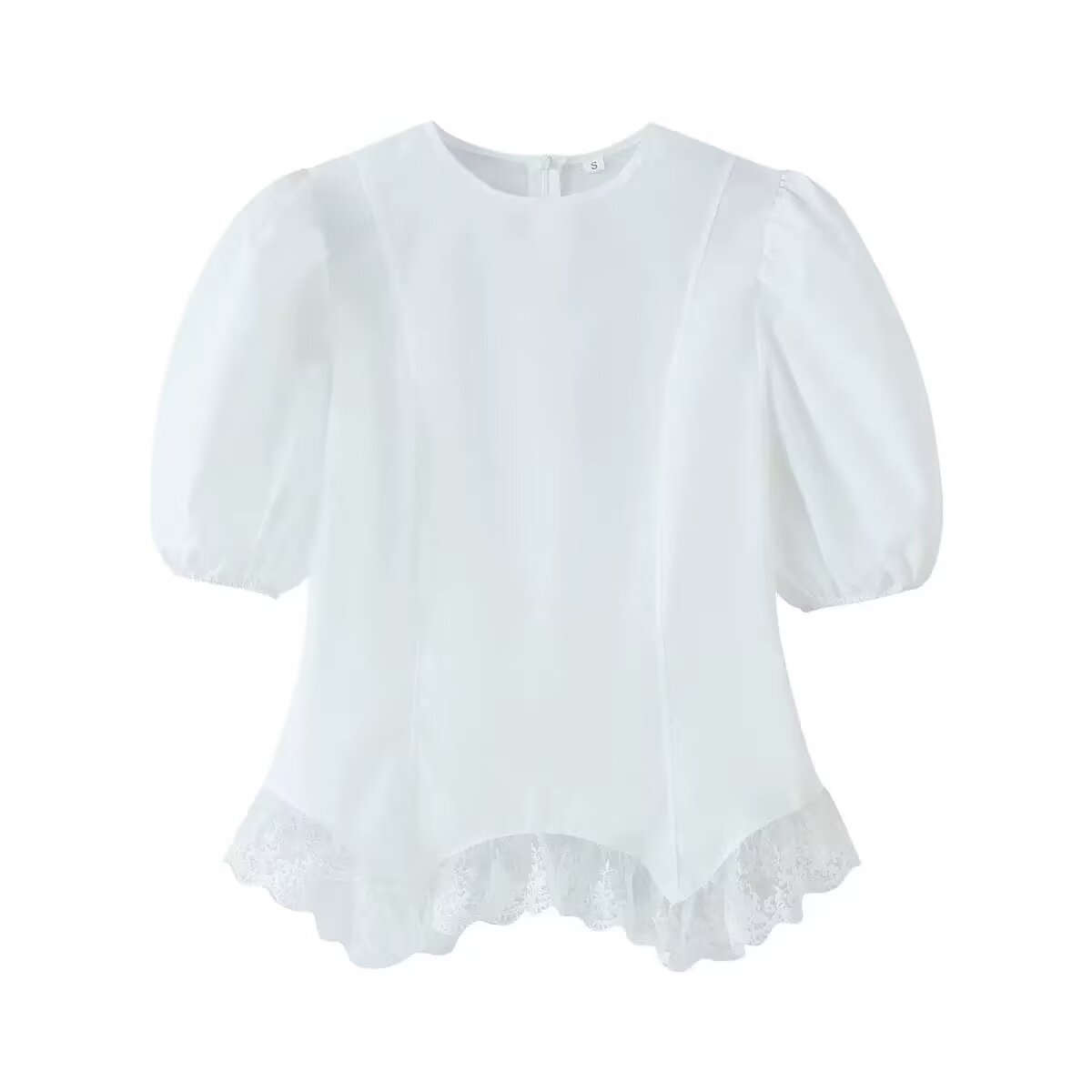 Women's lace patchwork hem short sleeved top